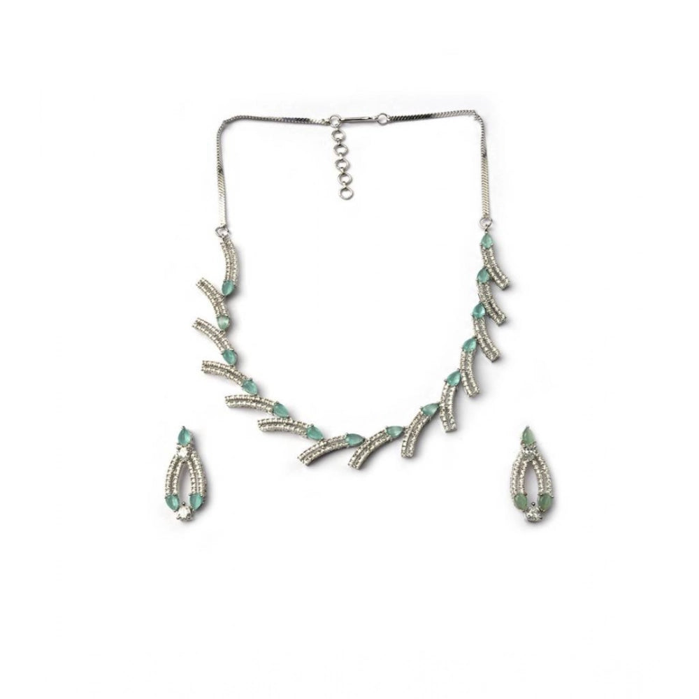 Generic Women's Brass Silver Plated Necklace set (Turquoise) Secondary image