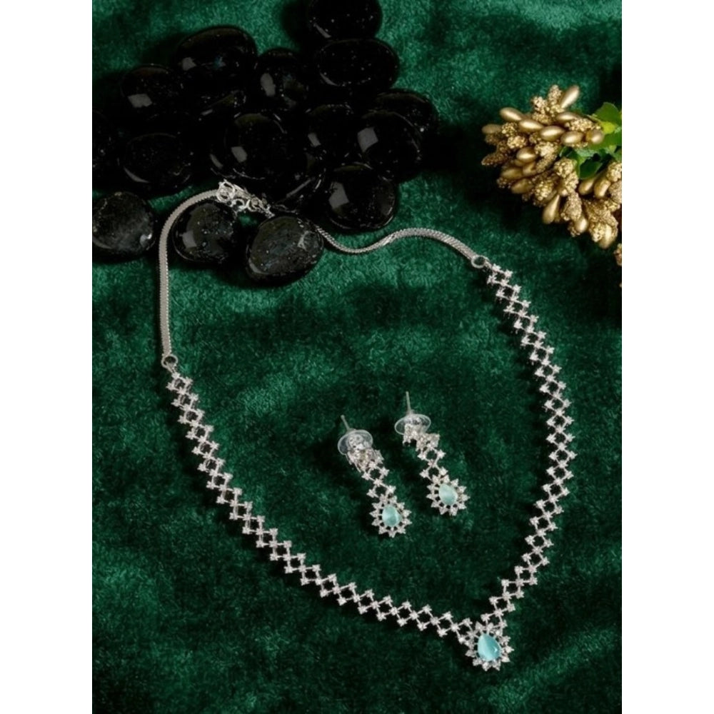 Generic Women's Brass Silver Plated Necklace set (Turquoise) Main image