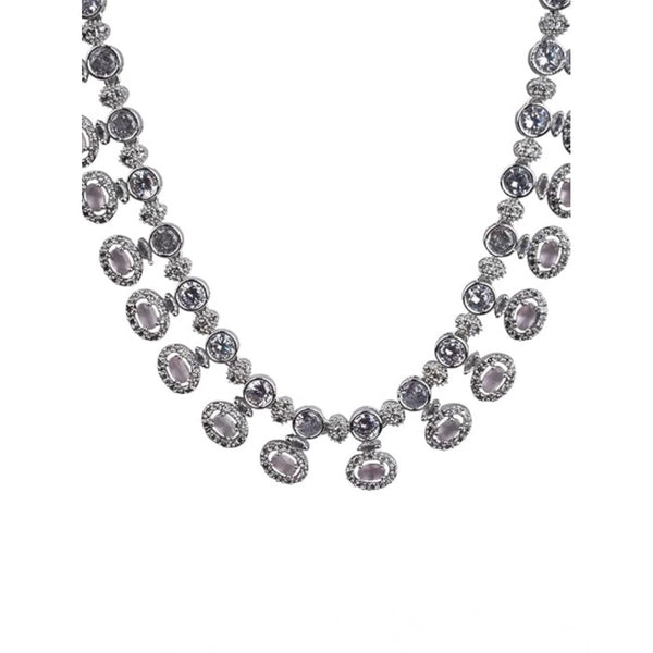 Generic Women's Brass Silver Plated Necklace set (White)
