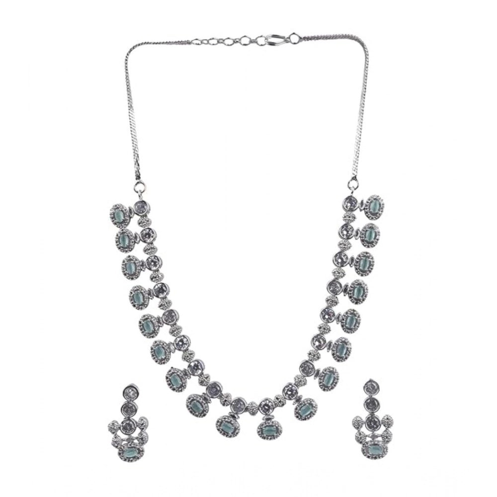Generic Women's Brass Silver Plated Necklace set (Turquoise) Secondary image