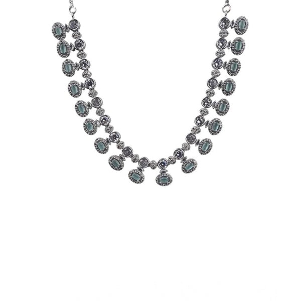 Generic Women's Brass Silver Plated Necklace set (Turquoise)