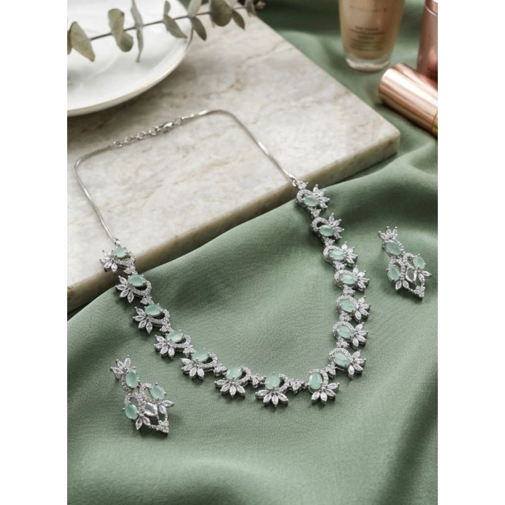 Generic Women's Brass Silver Plated Necklace set (Turquoise) Main image