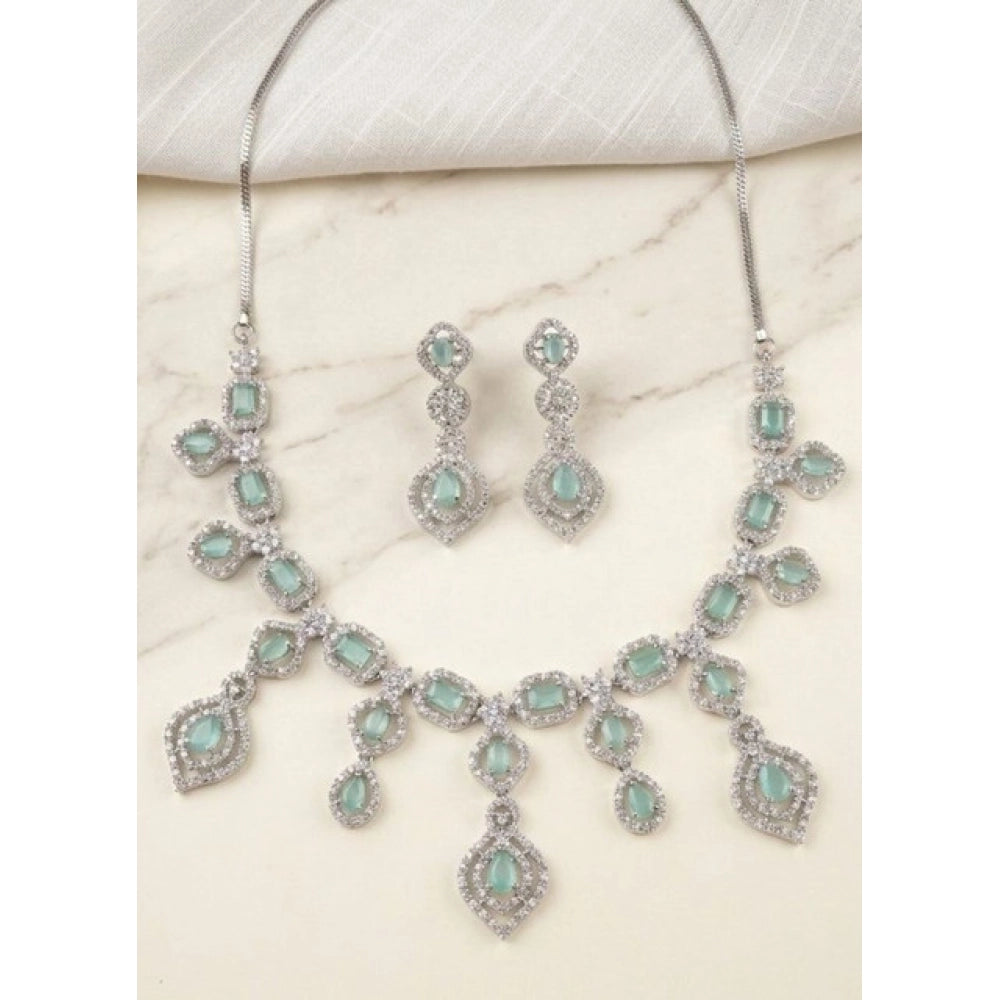 Generic Women's Brass Silver Plated Necklace set (Turquoise) Main image