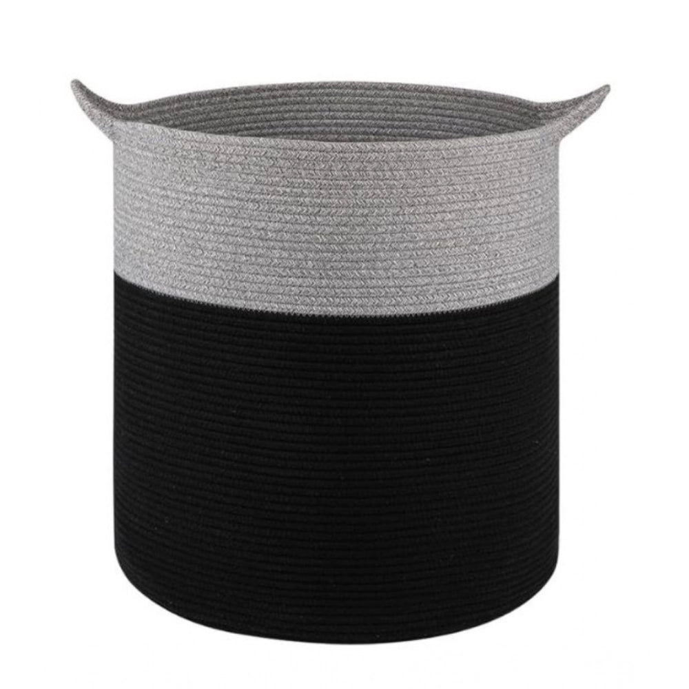 Generic Cotton 12x14 Inch-1 Pcs Storage Basket For Clothes With Out Lid (Gray-Black) Secondary image