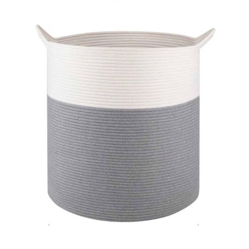 Generic Cotton 12x14 Inch-1 Pcs Storage Basket For Clothes With Out Lid (Gray-White) Secondary image
