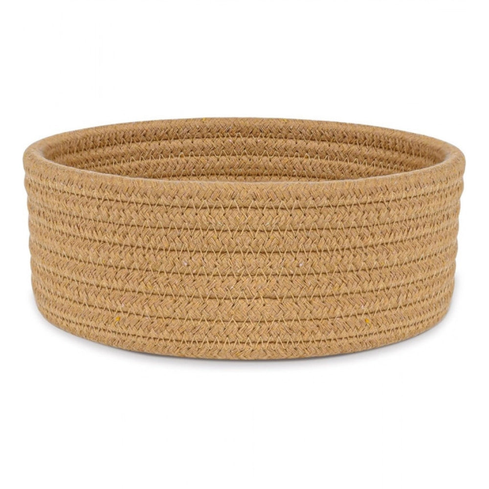 Generic Cotton 8x3 Inch Round 1 Pcs Bedside Organizer With Out Lid (Beige) Secondary image