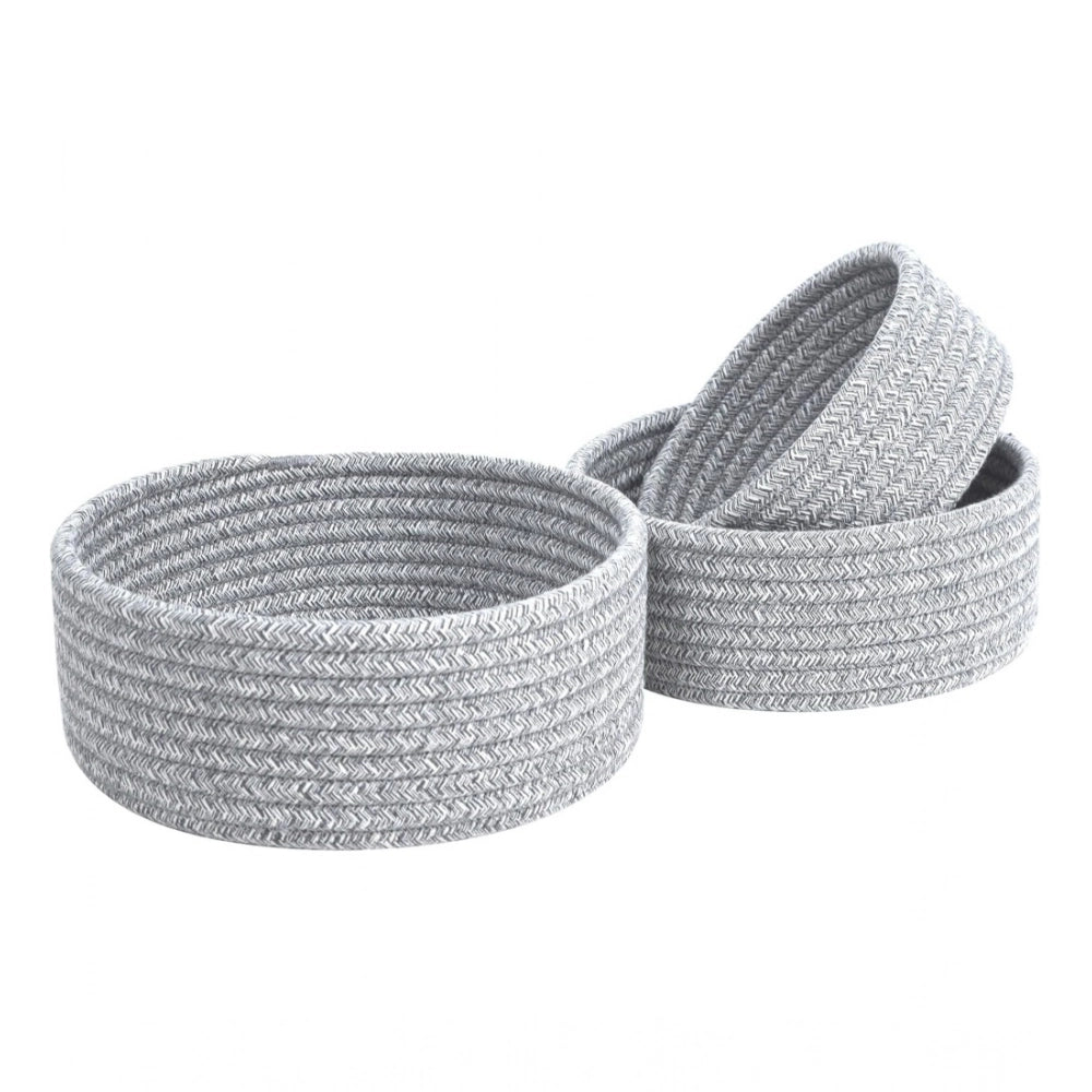 Generic Cotton 8x3 Inch Kidi Round 3 Set Bedside Organizer With Out Lid (Gray) Secondary image