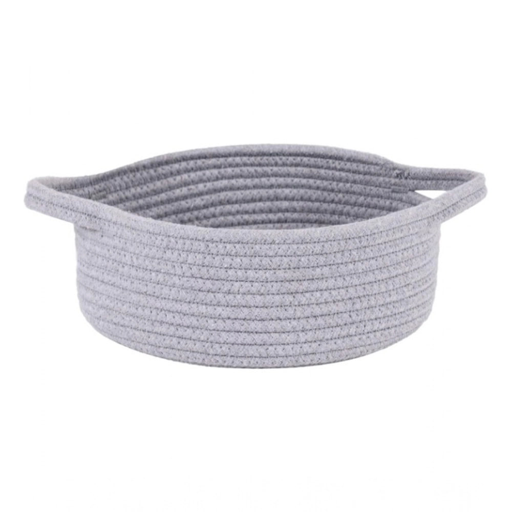 Generic Cotton 8x3 Inch Round Bedside Organizer With Out Lid (Gray) Secondary image