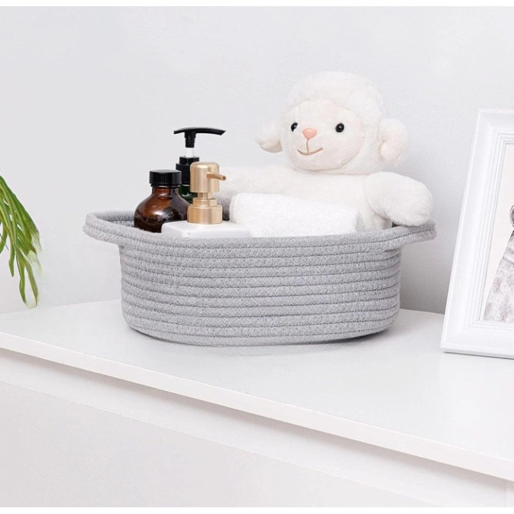 Generic Cotton 8x3 Inch Round Bedside Organizer With Out Lid (Gray) Main image