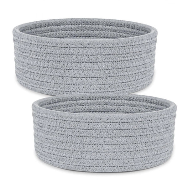Generic Cotton 8x3 Inch Round 2 Set Bedside Organizer With Out Lid (Gray)