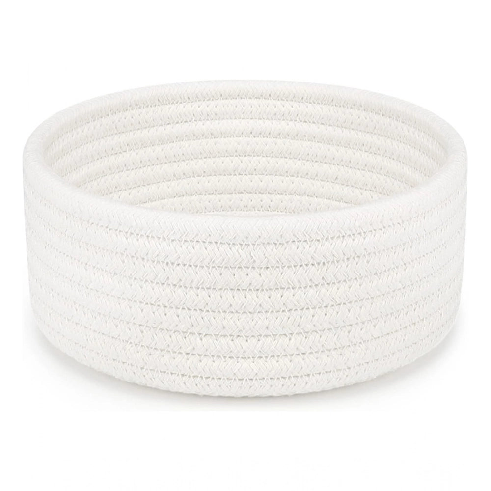 Generic Cotton 8x3 Inch Round 1 Pcs Bedside Organizer With Out Lid (White) Secondary image