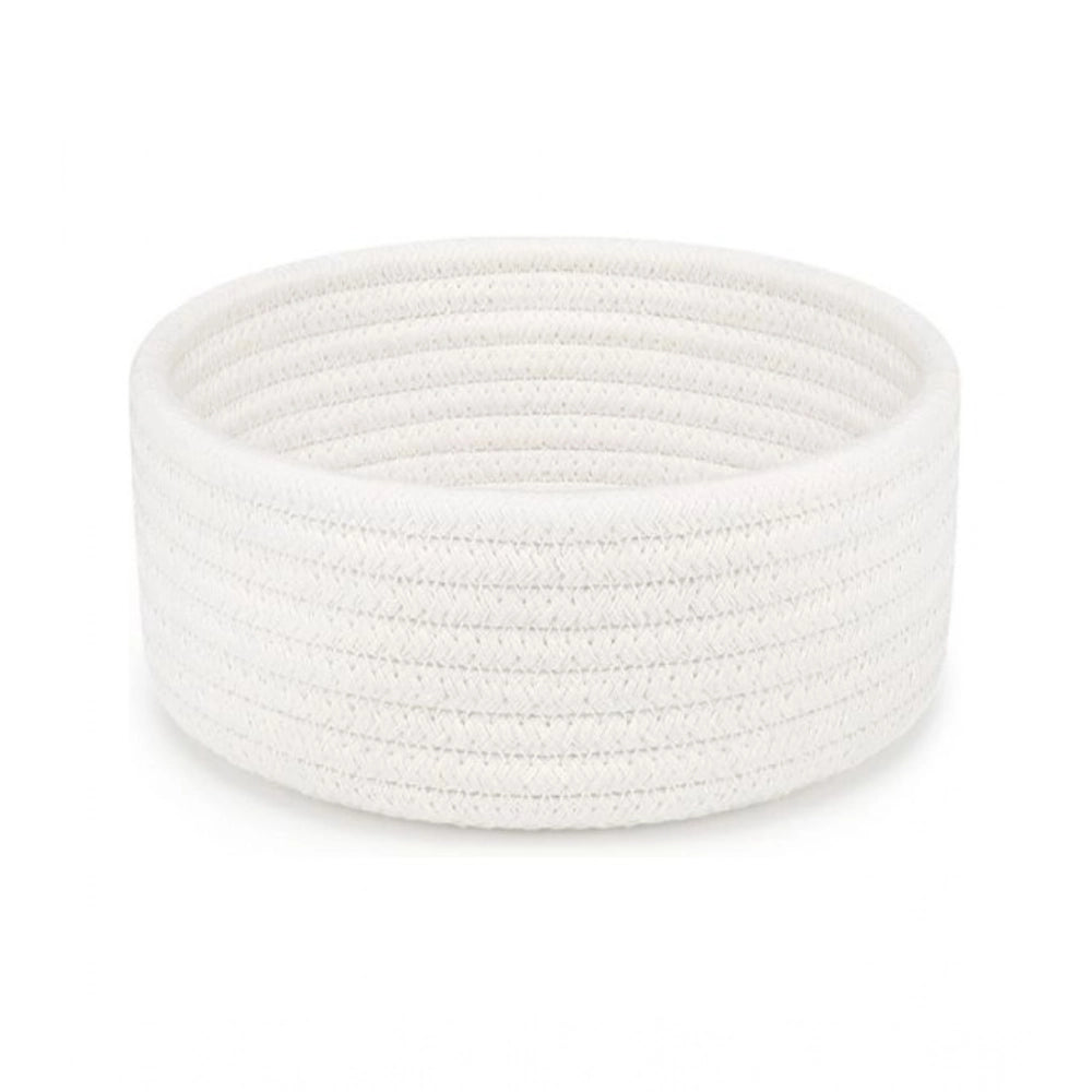 Generic Cotton 8x3 Inch Round 1 Pcs Bedside Organizer With Out Lid (White) Main image