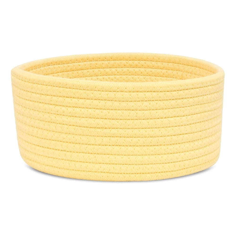 Generic Cotton 8x3 Inch Round 1 Pcs Bedside Organizer With Out Lid (Yellow) Secondary image