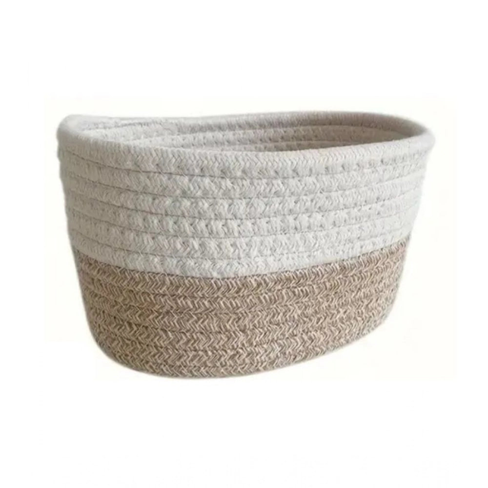 Generic Cotton Pack Of_1 Bathroom Storage Basket For Clothes (White) Secondary image