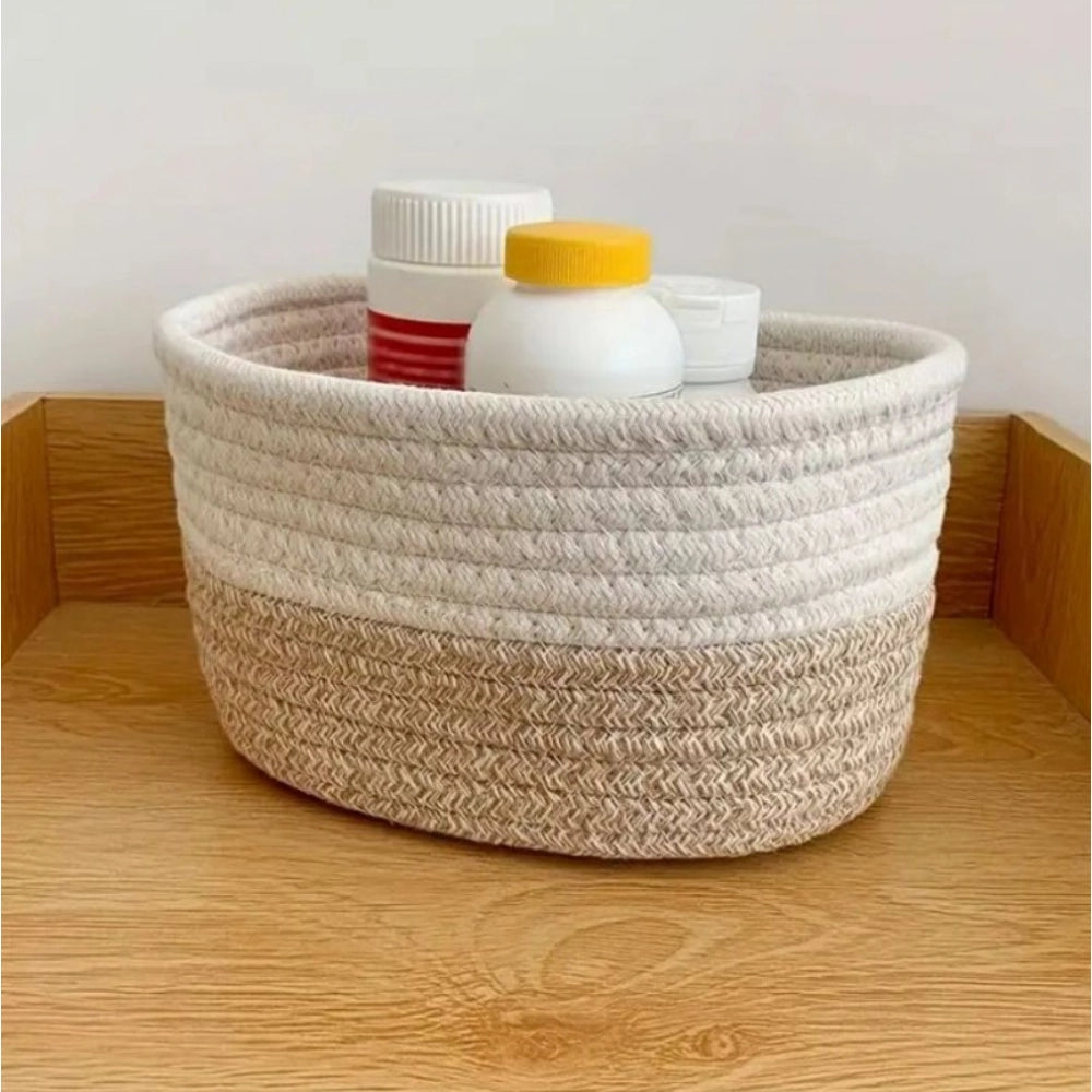 Generic Cotton Pack Of_1 Bathroom Storage Basket For Clothes (White) Main image