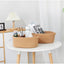 Generic Cotton 2 Pcs 10x7x4 Inch Oval Storage Basket For Clothes (Beige)