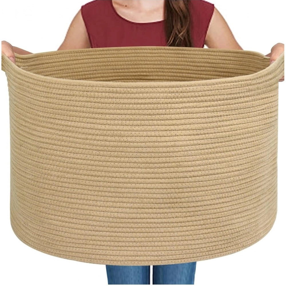 Generic Cotton Pack Of_1 14x12 Inch Storage Basket For Clothes With Out Lid (Beige) Secondary image