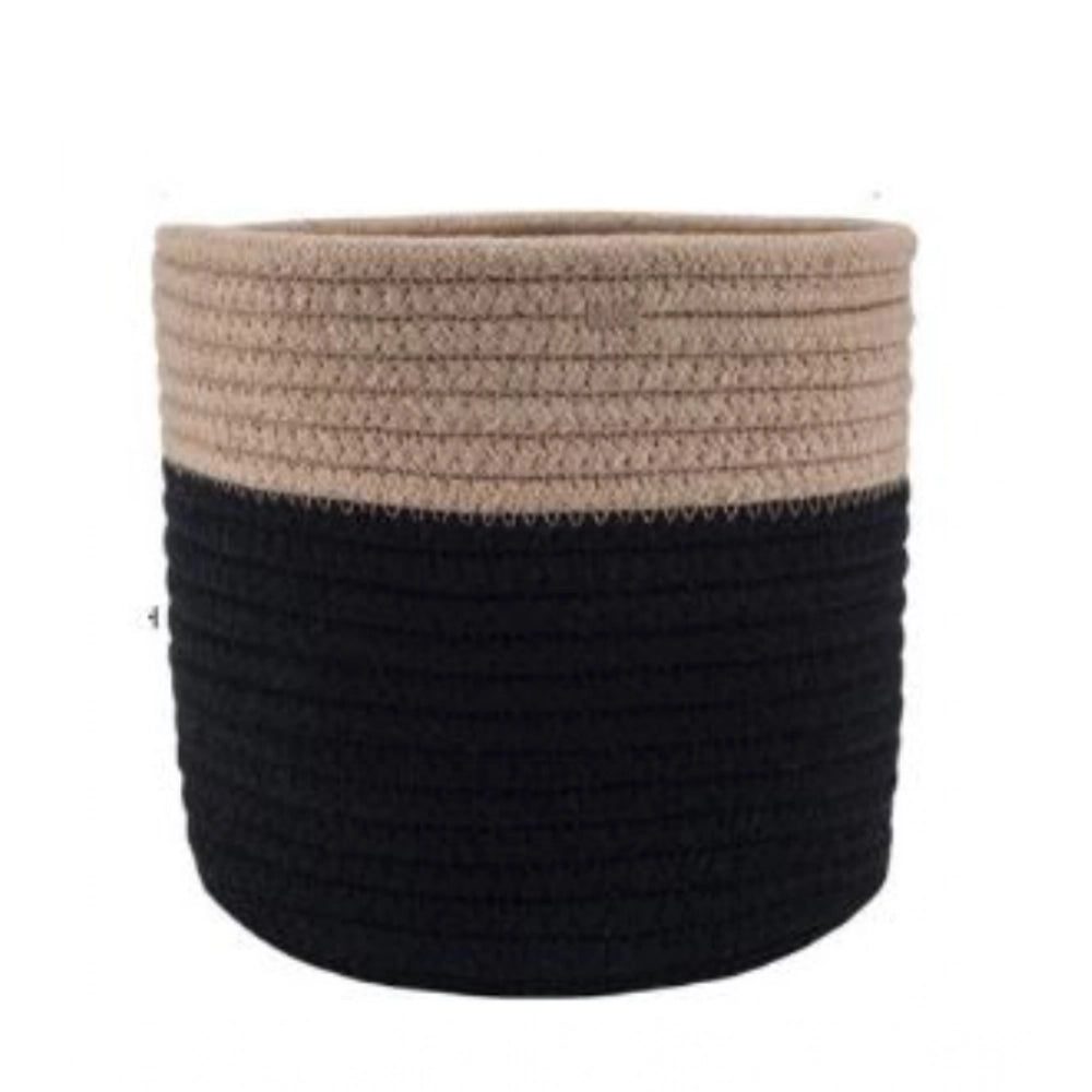 Generic Cotton Flower Pot With Out Lid (Beige-Black) Secondary image