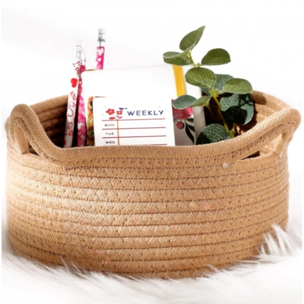 Generic Cotton Pack Of_1 Cat Basket 8x4 Inch Storage Basket For Clothes (Beige) Secondary image