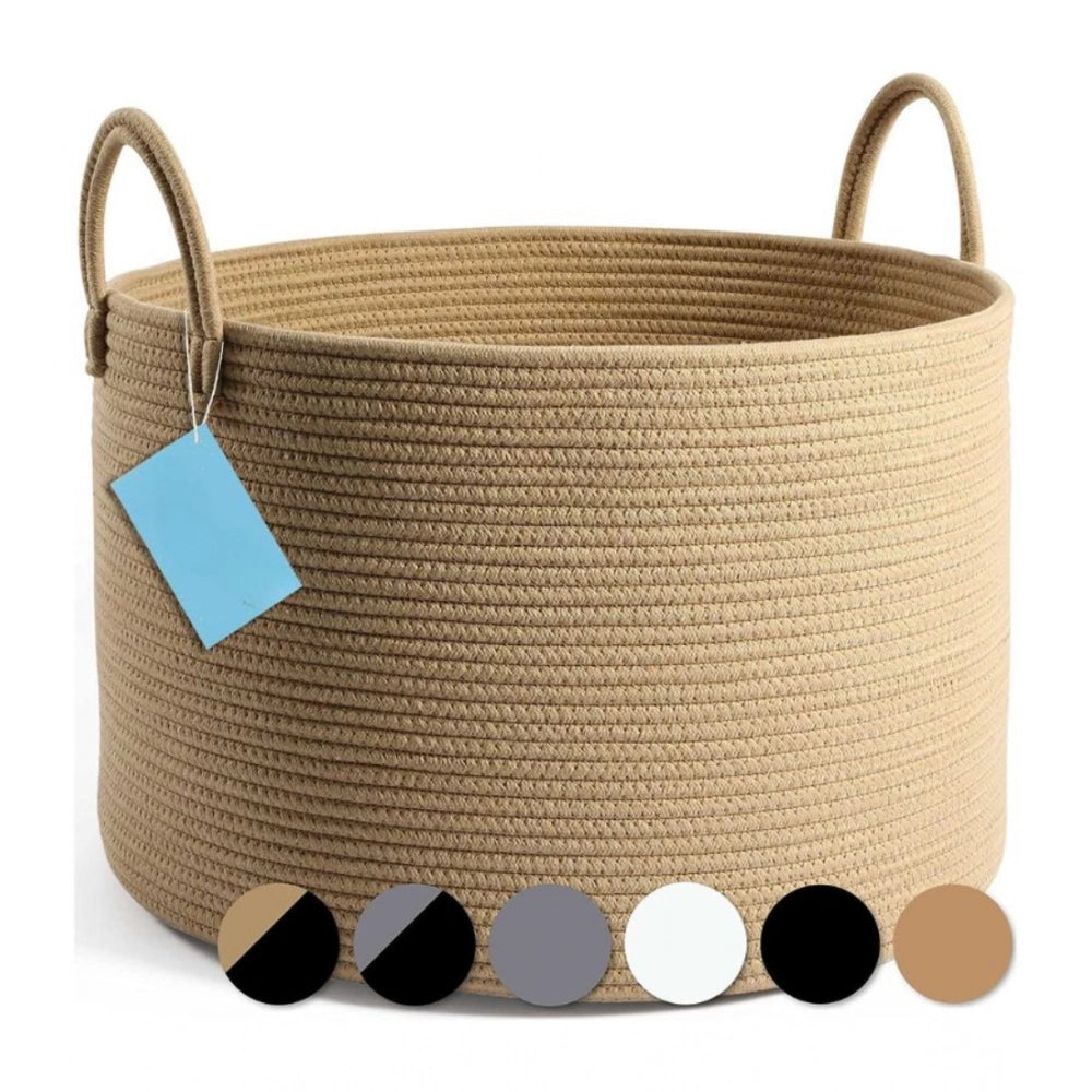 Generic Cotton Pack Of_1 14x12 Inch Laundry Storage Basket For Clothes (Beige) Secondary image