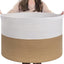 Generic Cotton Pack Of_1 16x14 Inch Storage Basket For Clothes With Out Lid (Beige-White)