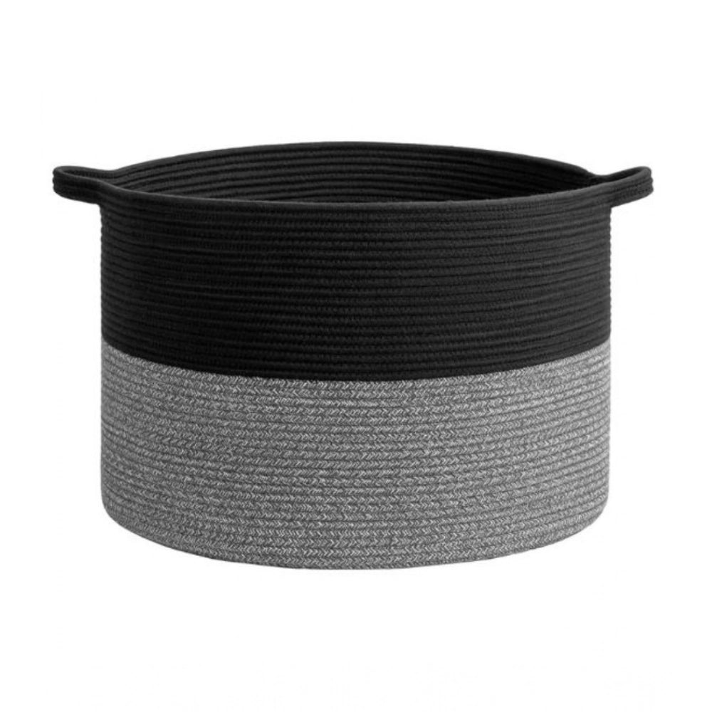 Generic Cotton Pack Of_1 16x14 Inch Storage Basket For Clothes With Out Lid (Black-Gray) Secondary image