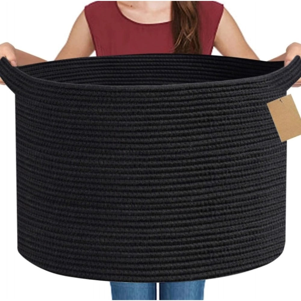 Generic Cotton Pack Of_1 14x12 Inch Storage Basket For Clothes With Out Lid (Black) Secondary image