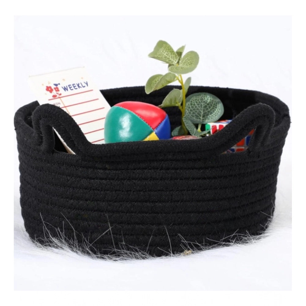 Generic Cotton Pack Of_1 Cat Basket 8x4 Inch Storage Basket For Clothes (Black) Secondary image
