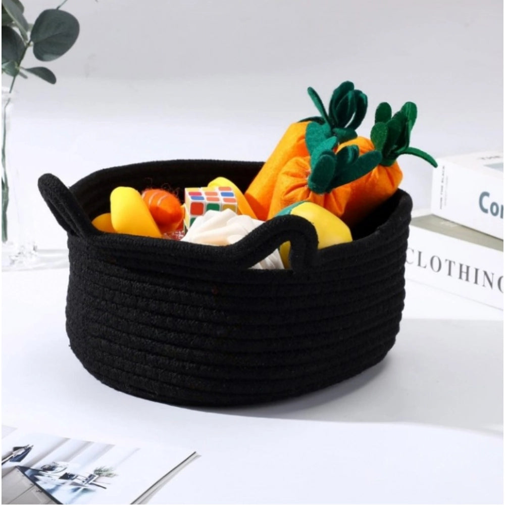 Generic Cotton Pack Of_1 Cat Basket 8x4 Inch Storage Basket For Clothes (Black) Main image
