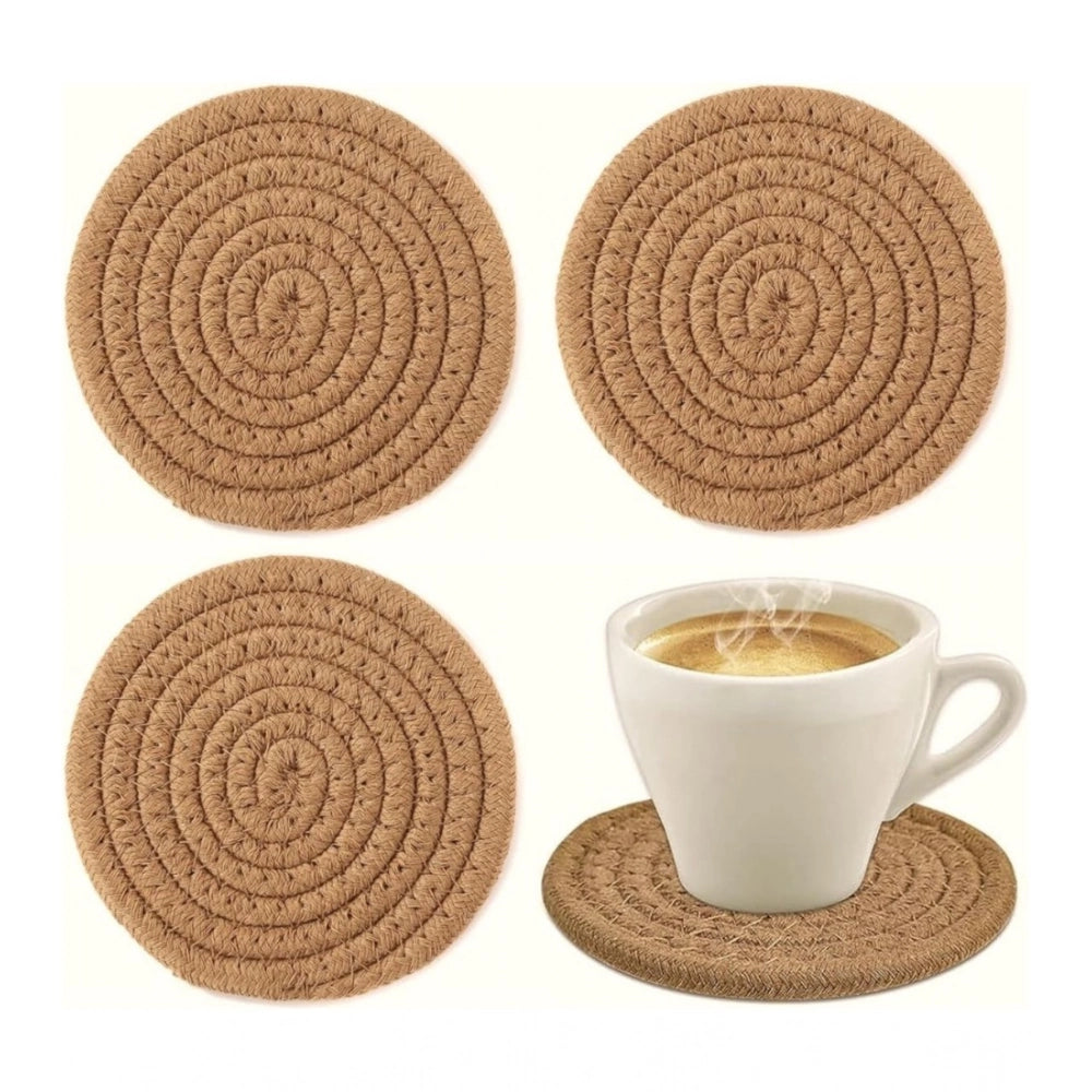 Generic Cotton Pack Of_2 Rope Drink Coasters 4 Pcs Set (Beige) Secondary image