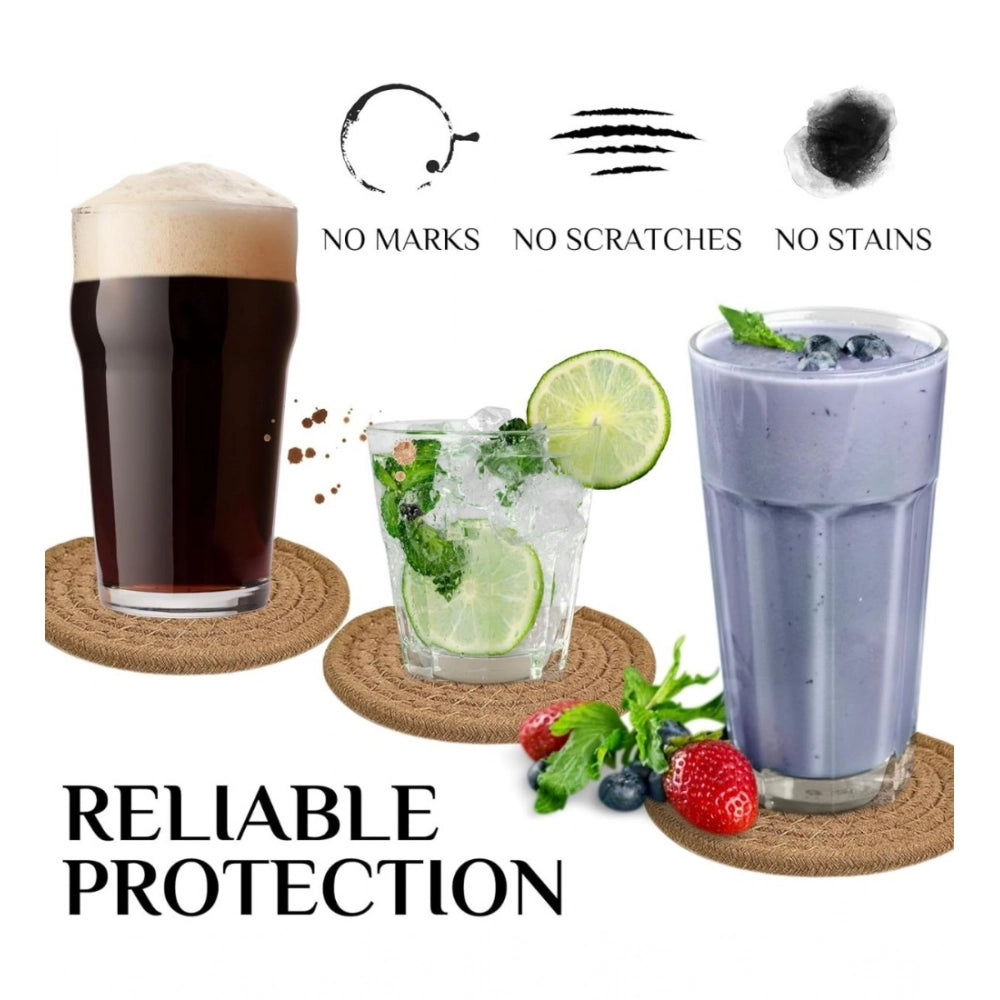 Generic Cotton Pack Of_2 Rope Drink Coasters 4 Pcs Set (Beige)