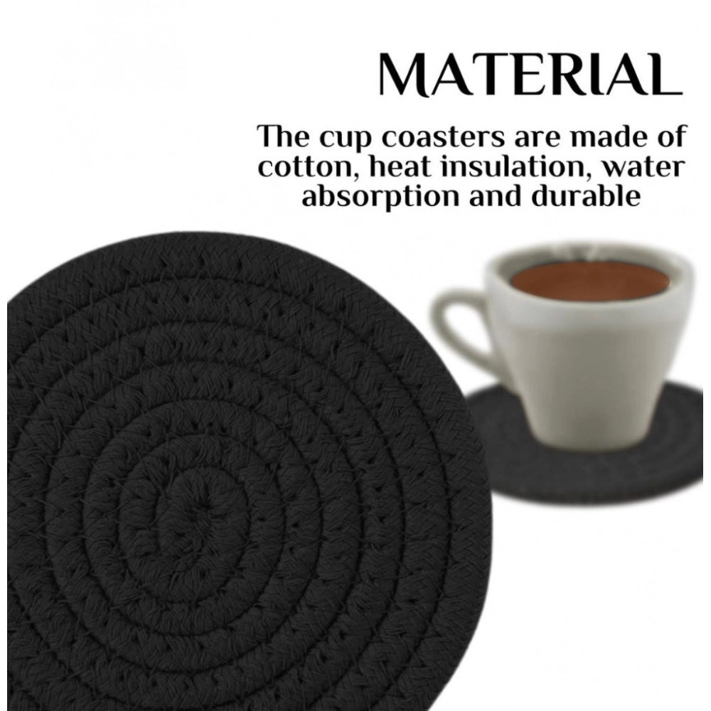 Generic Cotton Pack Of_2 Rope Drink Coasters 4 Pcs Set (Black) Main image