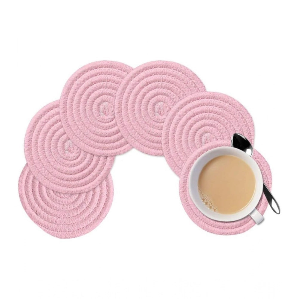Generic Cotton Rope Drink Coasters 6 Pcs Set (Baby-Pink) Secondary image
