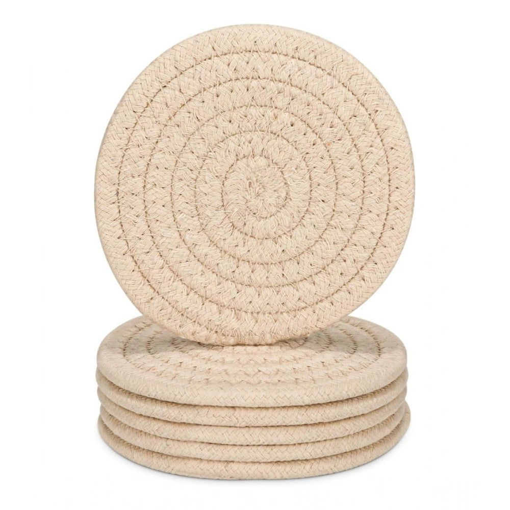 Generic Cotton Rope Drink Coasters 6 Pcs Set (Cream) Secondary image