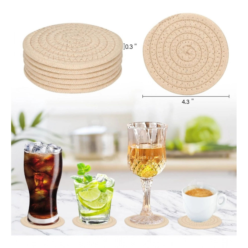 Generic Cotton Rope Drink Coasters 6 Pcs Set (Cream) Main image