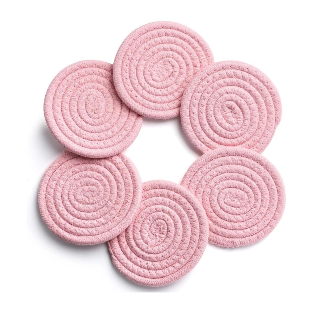 Generic Cotton Rope Drink Coasters 6 Pcs Set (Pink) Secondary image