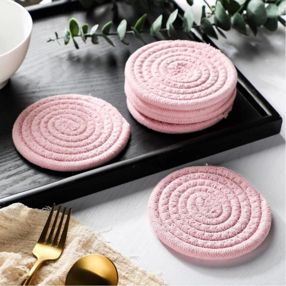 Generic Cotton Rope Drink Coasters 6 Pcs Set (Pink) Main image