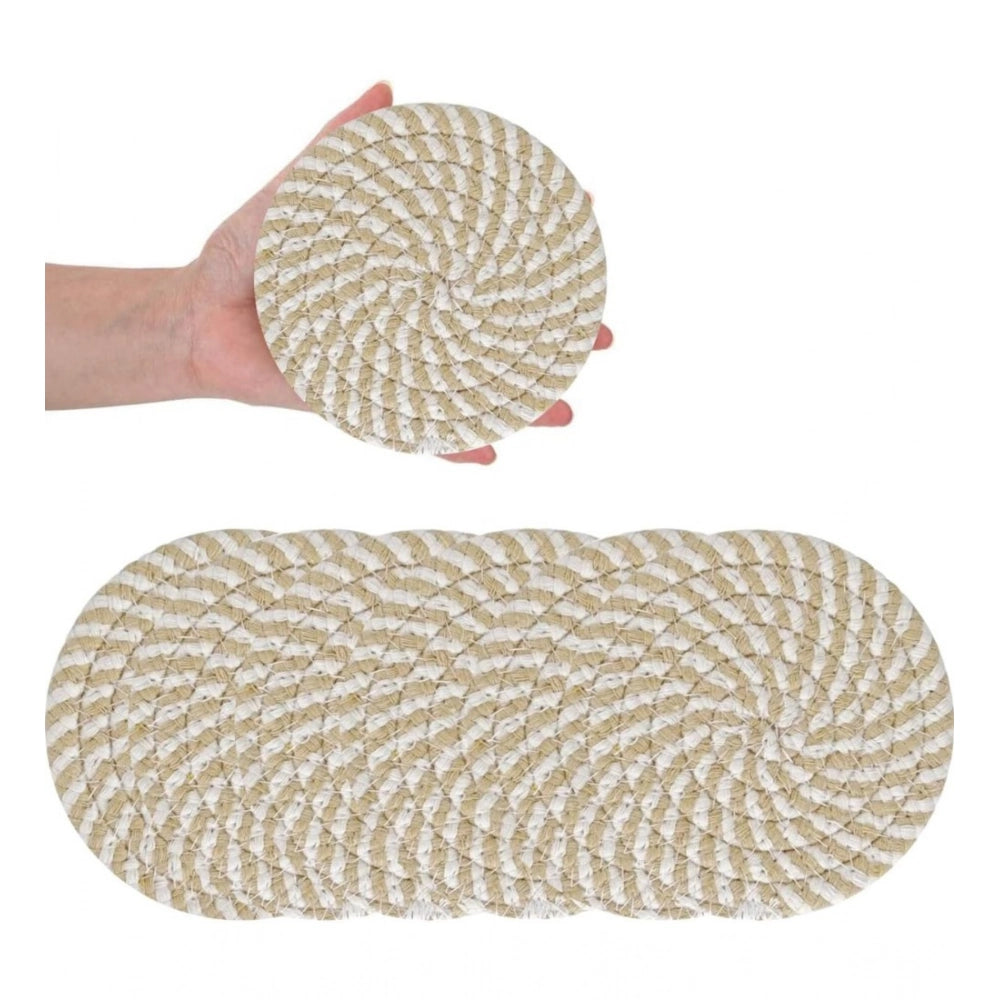 Generic Cotton Rope Drink Coasters 6 Pcs Set (Beige-White) Main image