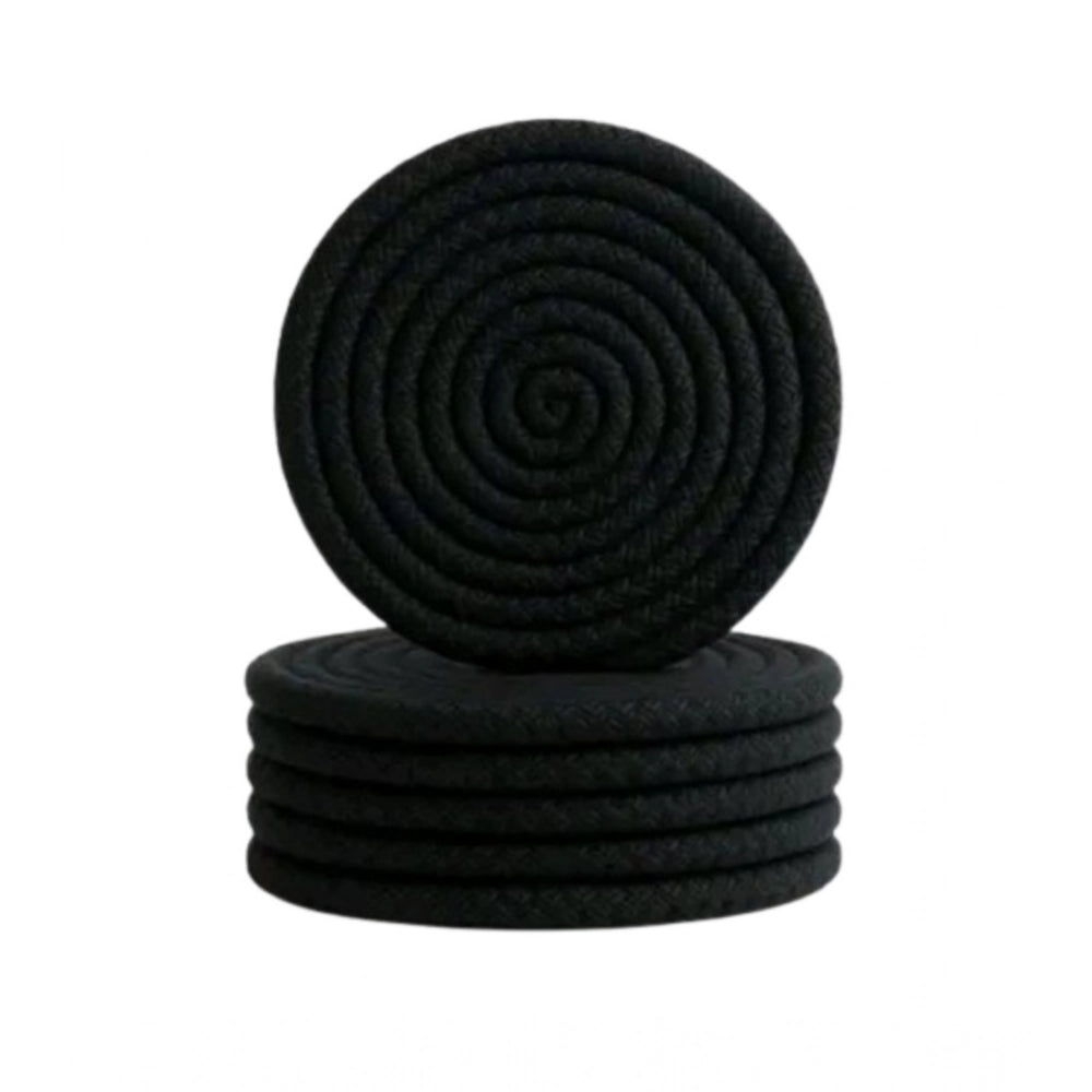 Generic Cotton Rope Drink Coasters 6 Pcs Set (Black) Secondary image