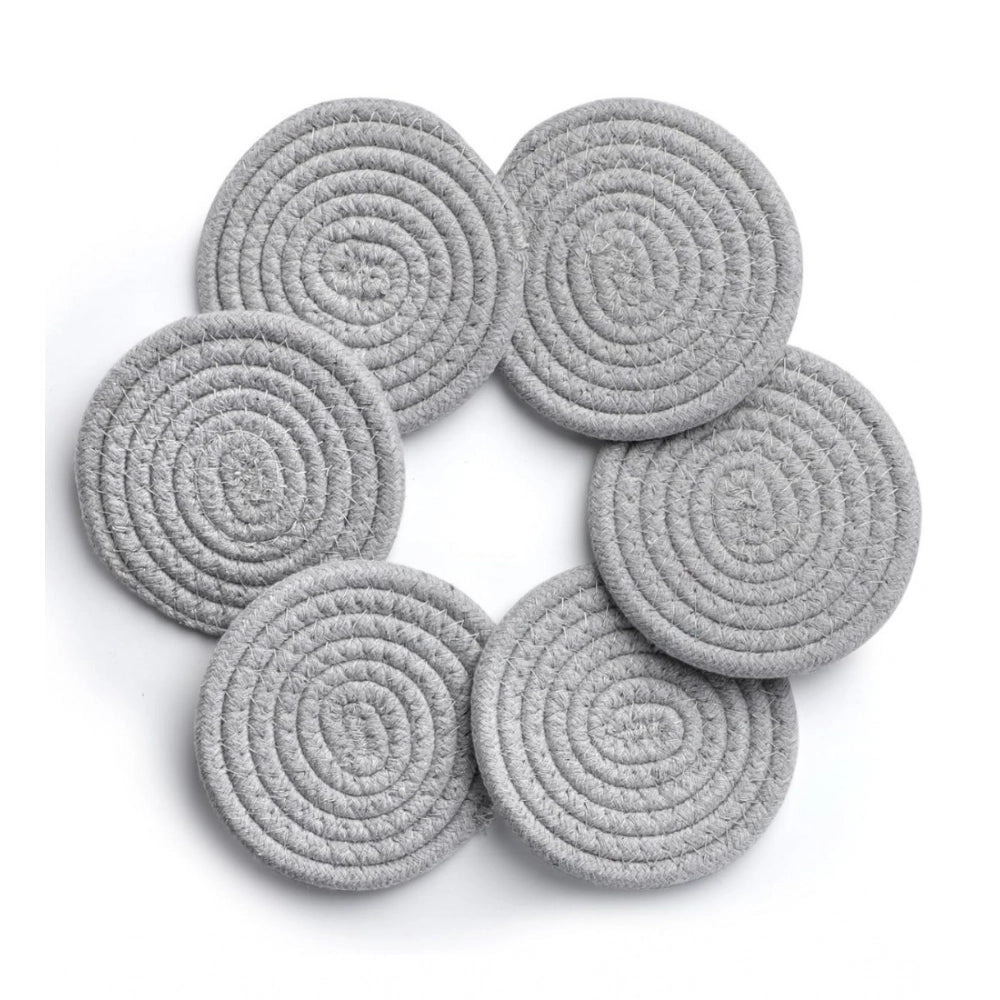 Generic Cotton Rope Drink Coasters 6 Pcs Set (Grey) Secondary image