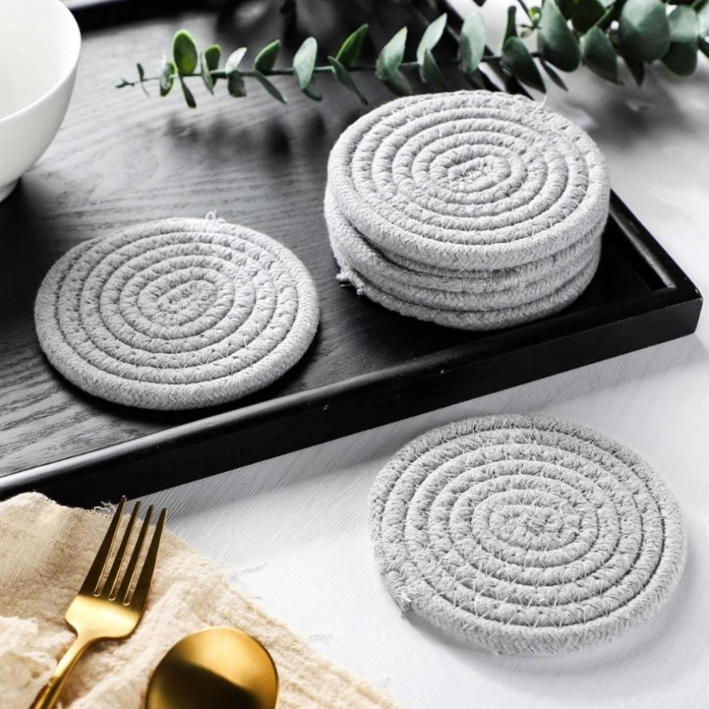 Generic Cotton Rope Drink Coasters 6 Pcs Set (Grey) Main image