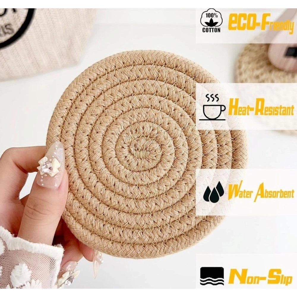Generic Cotton Rope Drink Coasters 6 Pcs Set (Multicolor) Main image