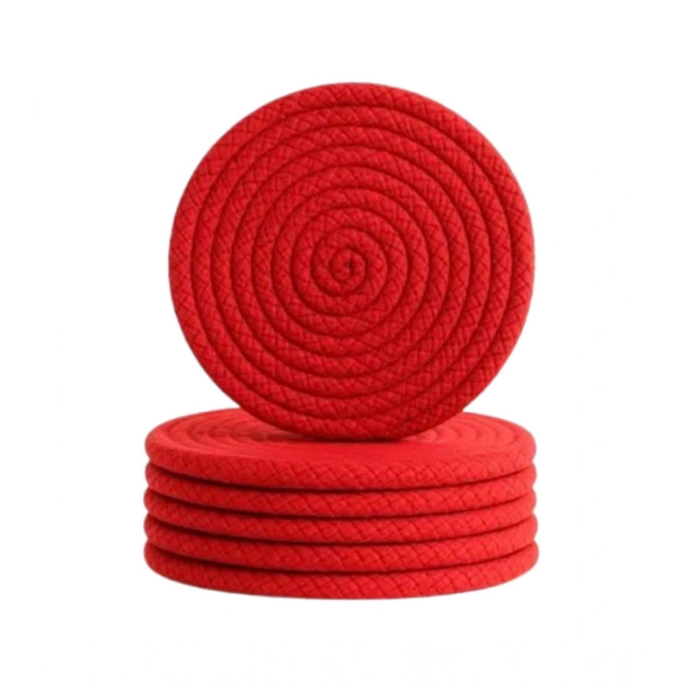 Generic Cotton Rope Drink Coasters 6 Pcs Set (Red) Secondary image