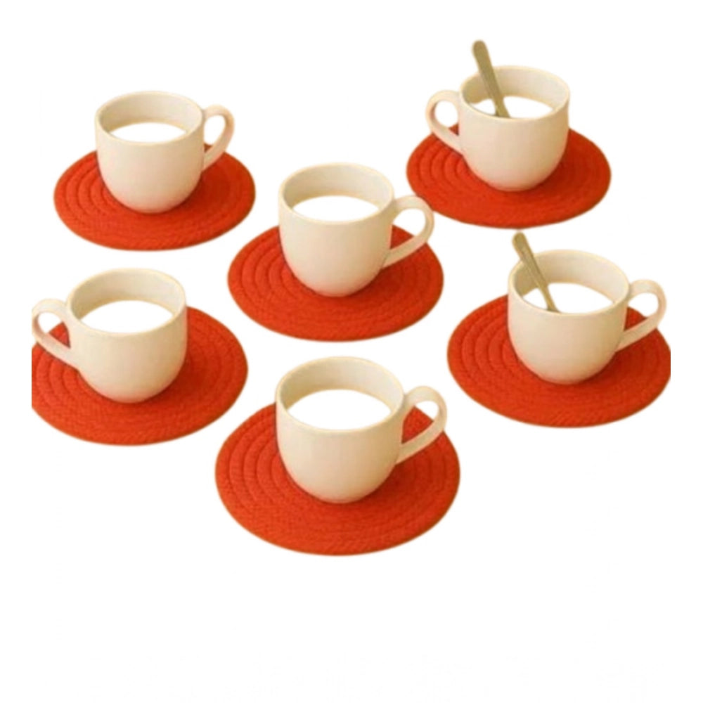 Generic Cotton Rope Drink Coasters 6 Pcs Set (Red) Main image
