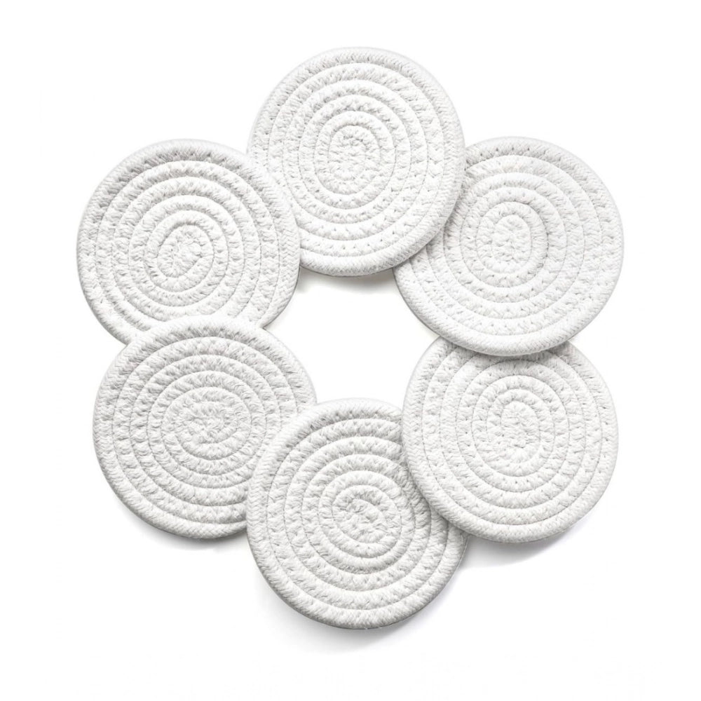 Generic Cotton Rope Drink Coasters 6 Pcs Set (White) Secondary image