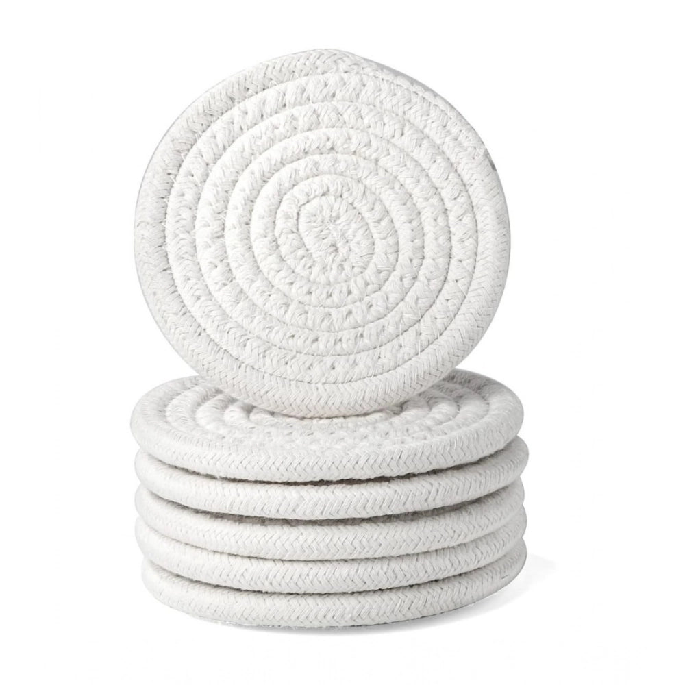 Generic Cotton Rope Drink Coasters 6 Pcs Set (White) Main image