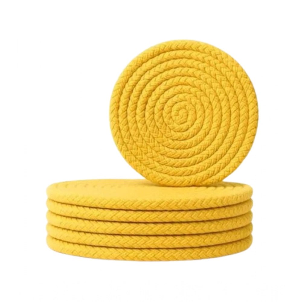 Generic Cotton Rope Drink Coasters 6 Pcs Set (Yellow) Secondary image