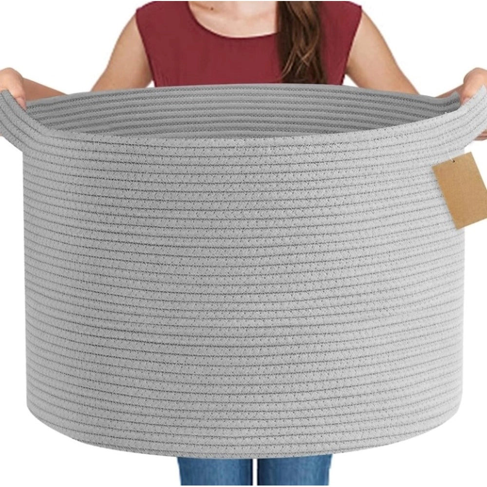 Generic Cotton Pack Of_1 14x12 Inch Storage Basket For Clothes With Out Lid (Gray) Secondary image