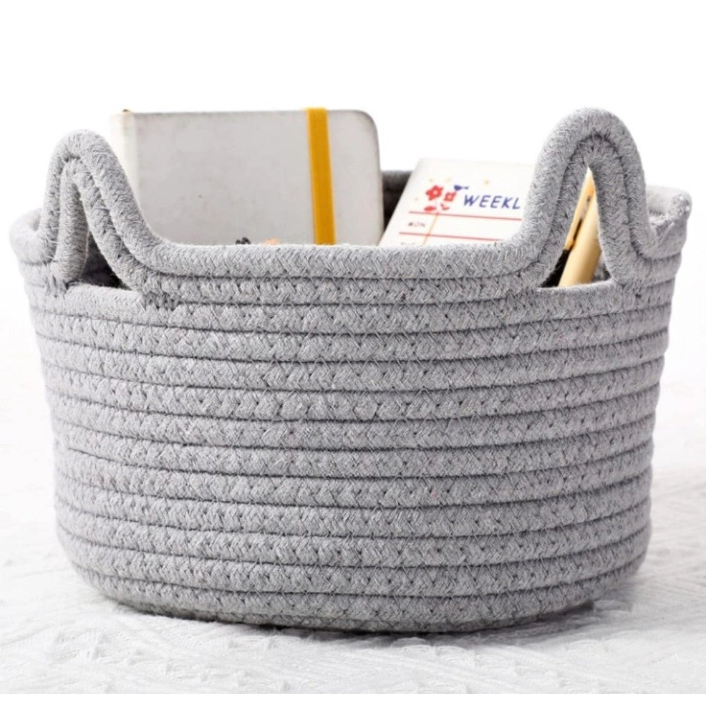 Generic Cotton Pack Of_1 Cat Basket 8x4 Inch Storage Basket For Clothes (Grey) Secondary image
