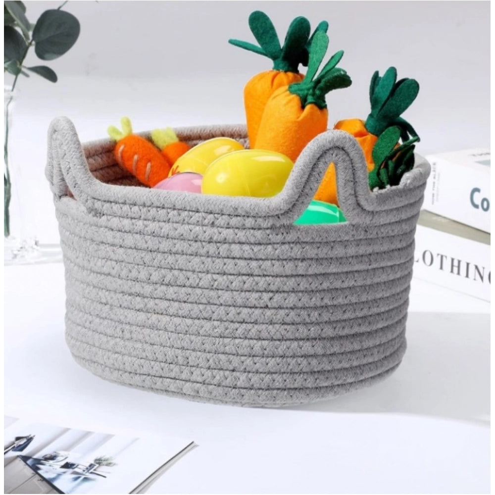 Generic Cotton Pack Of_1 Cat Basket 8x4 Inch Storage Basket For Clothes (Grey) Main image